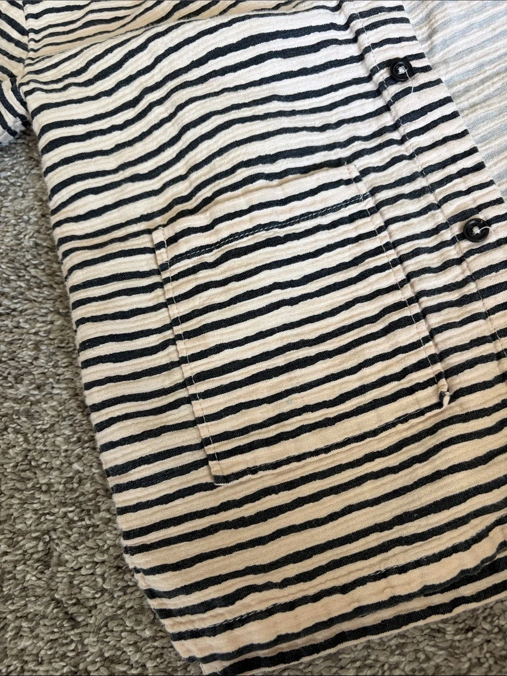 Open Edit Kids Short-Sleeve Striped Short - Black & Cream